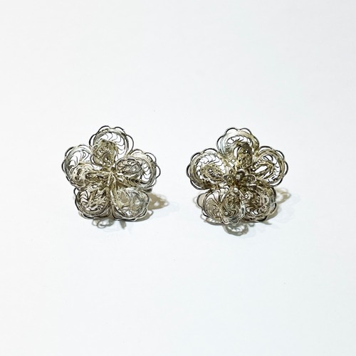 1930's〜40's Vintage 925 Silver Filigree Earrings Made In Mexico