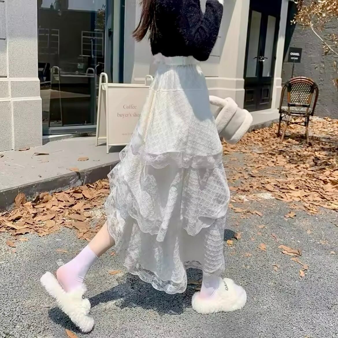 フリルレースアシメスカート