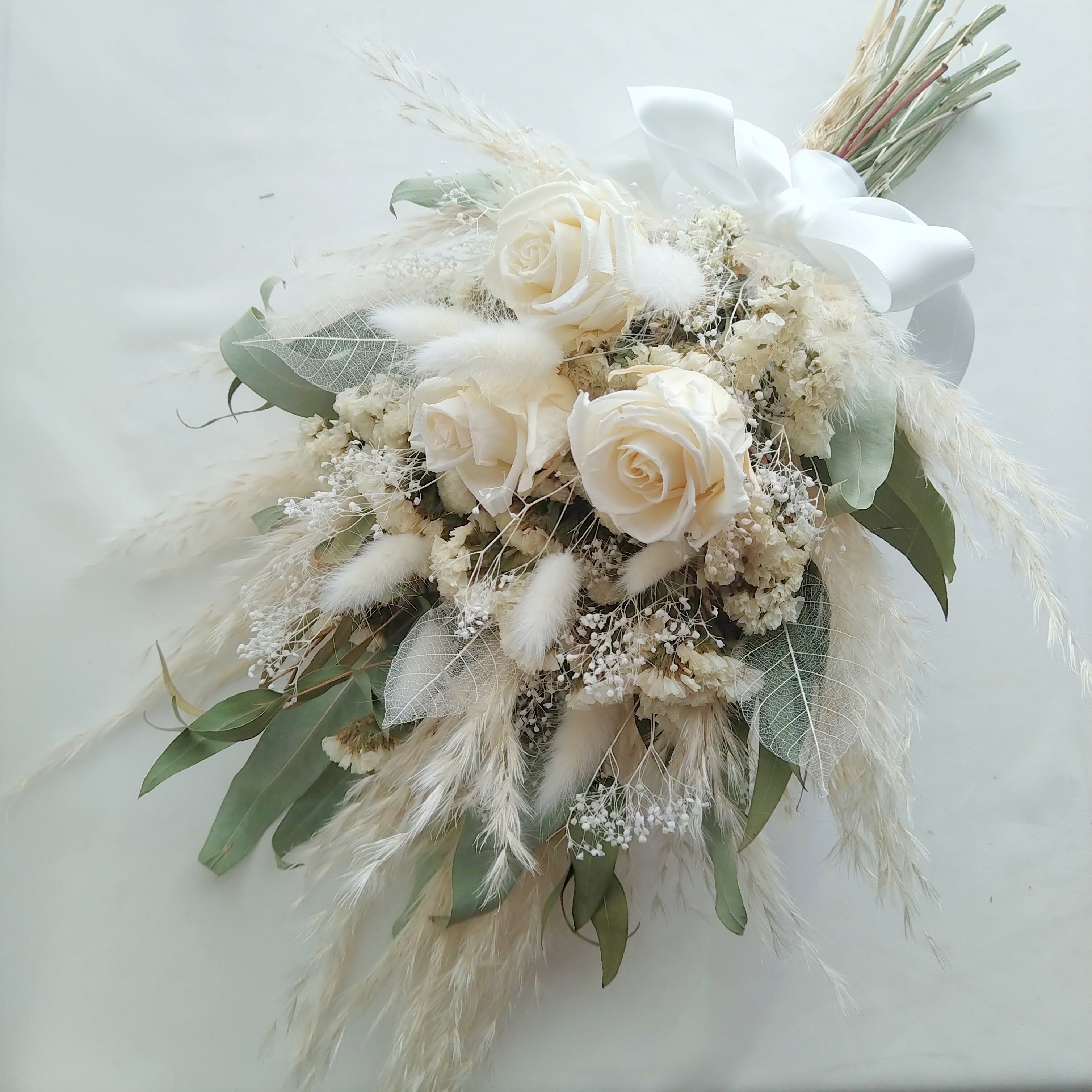 グリーンホワイトミニブーケ】ドライフラワー 写真撮影 結婚式 | 石と