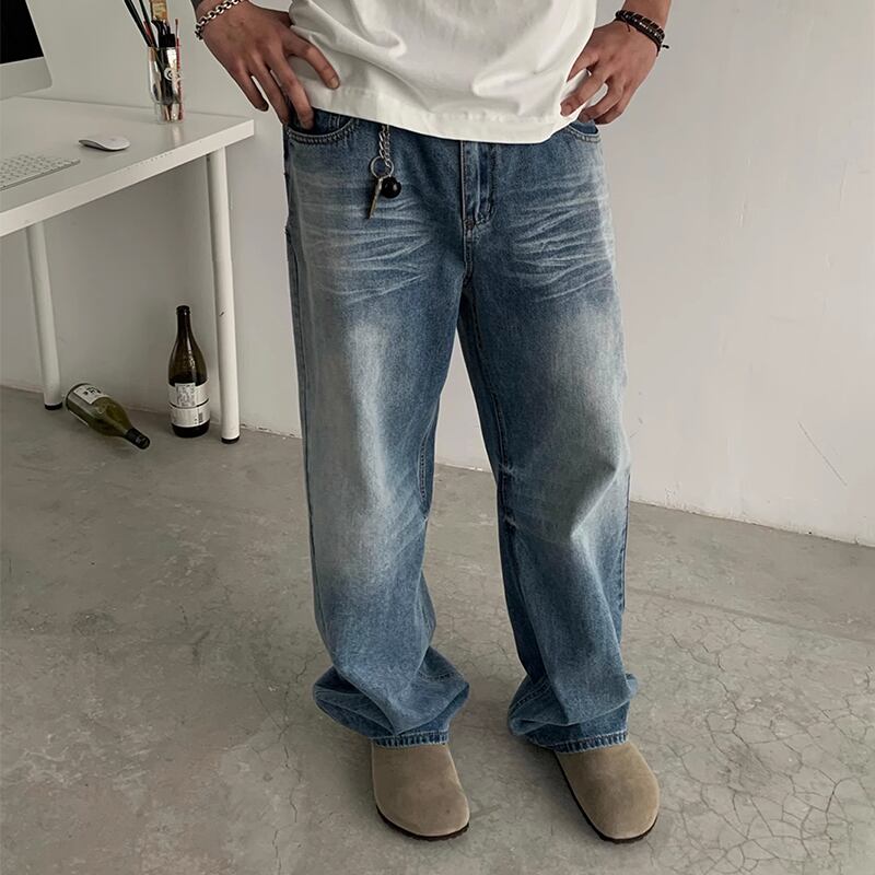 ウォッシュドヴィンテージ加工ワイドデニムパンツ 00003