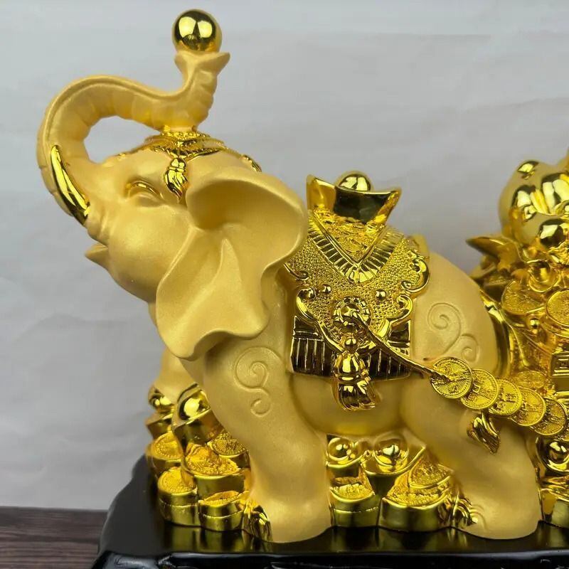 象 ゾウ 置物 オブジェ 黄金 金色 金 富 繁栄 樹脂素材 高級感 運 開運