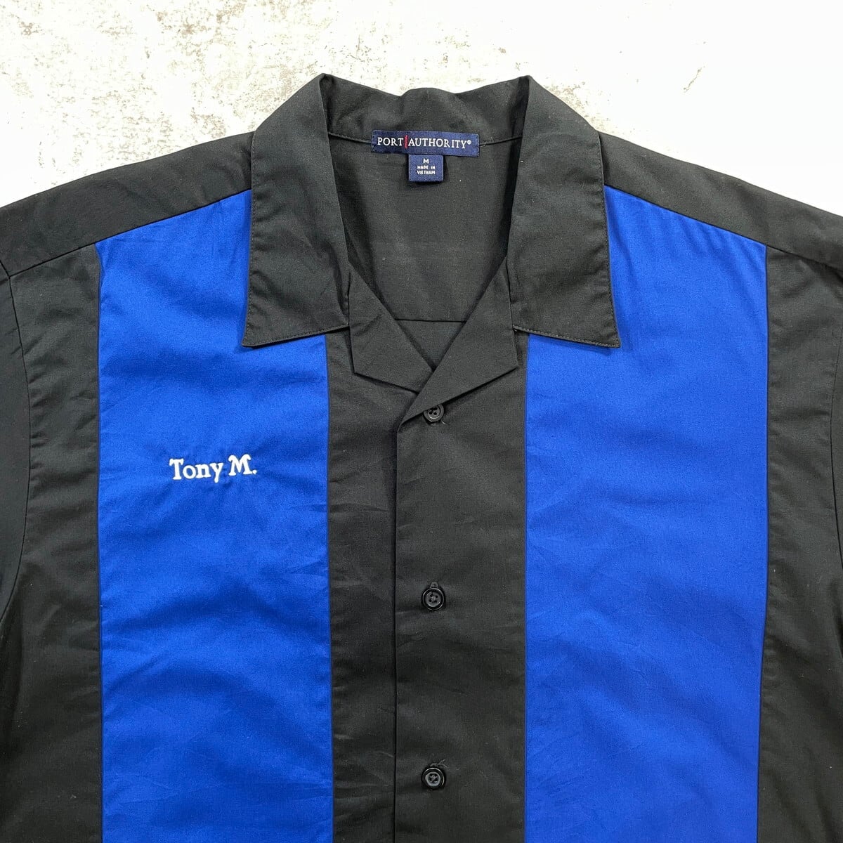 PORT AUTHORITY ツートンカラー 開襟 ボウリングシャツ メンズM 古着
