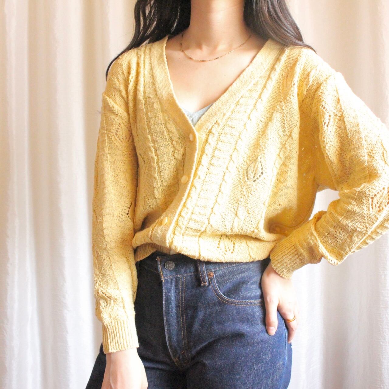 サマーニットカーディガン パステルイエロー【807】