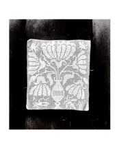 20s フランス 23c リネン 白虫と白花とクロッシェレースドイリー アンティーク