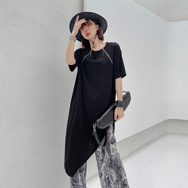 ブラックTシャツ レディースサマールーズスリムトップス コットン 夏物 ピュア ラブタオタオダレンハウス74874352095