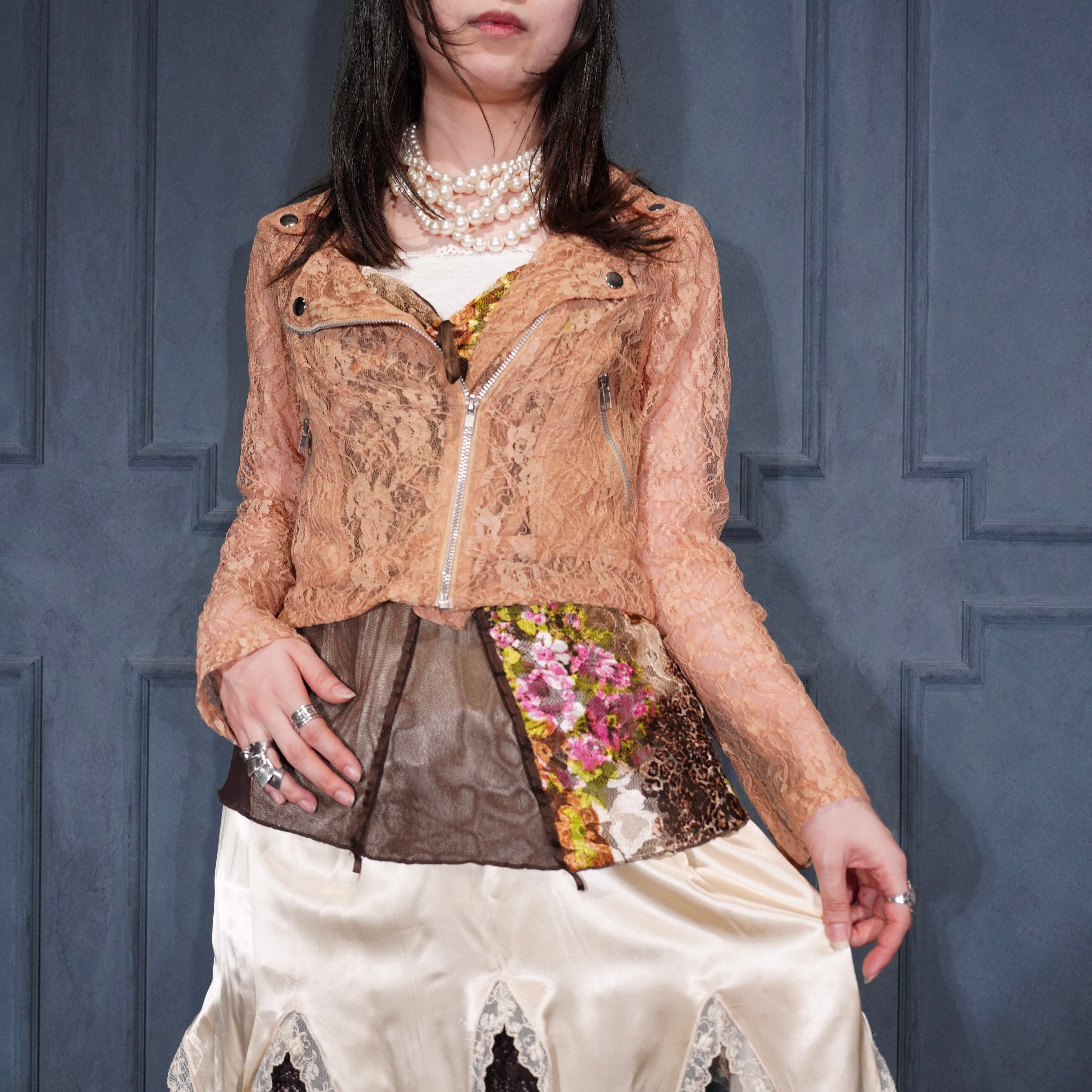 USA VINTAGE BROW-NY ALL LACE DESIGN DOUBLE RIDERS JACKET/アメリカ