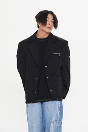 WIDE SNAP BLAZER_BLACK