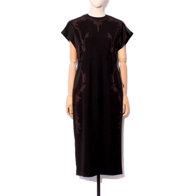 BLACK TAG CORD EMBROIDRED H/S DRESS