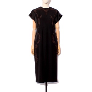 BLACK TAG CORD EMBROIDRED H/S DRESS