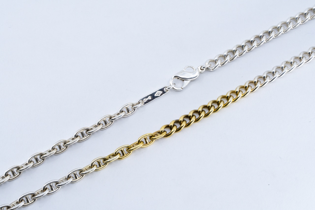 C-056 Interlock chain necklace(TYPE B)(45cm)( 24K Gradient Gold Plated)