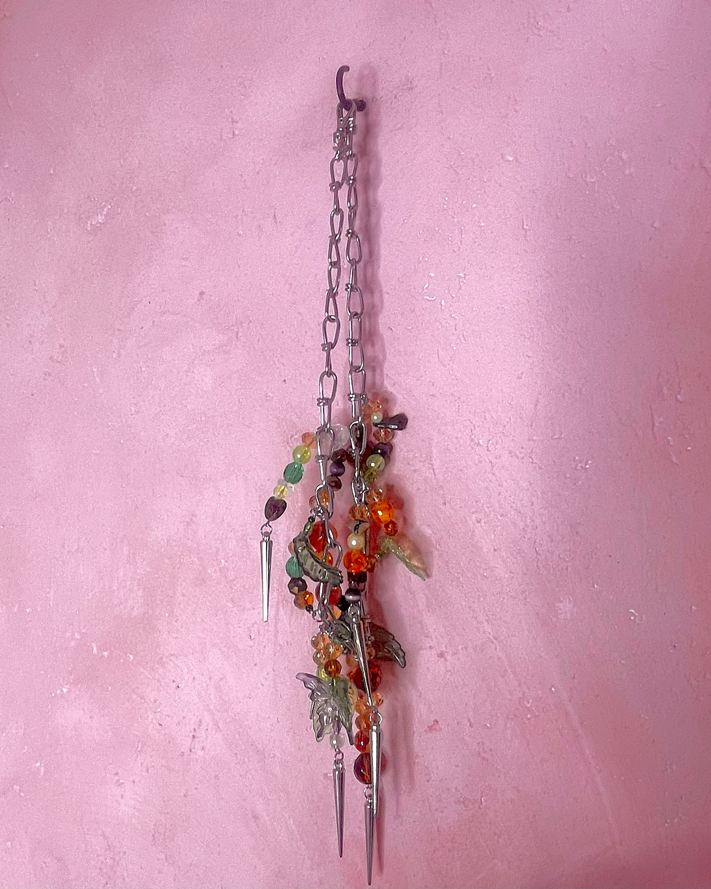 Chunky Charm Necklace 〈Brown/green〉