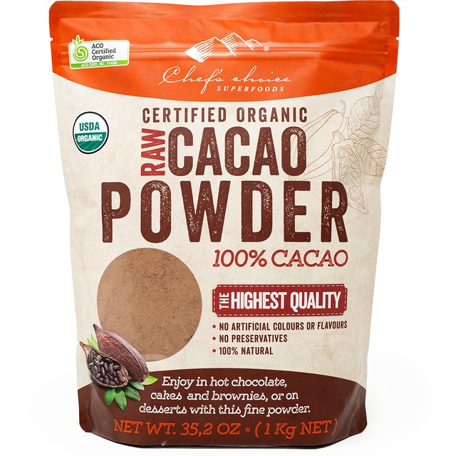 シェフズチョイス オーガニック ローカカオパウダー 1000g 20-22%脂質 Organic Raw Cacao Powder クリオロ種 非加熱RAW製法