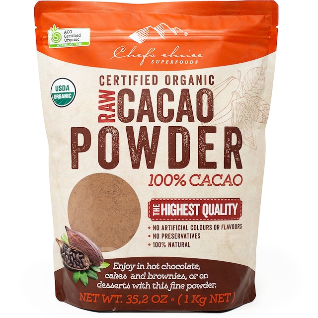 シェフズチョイス オーガニック ローカカオパウダー 1000g 20-22%脂質 Organic Raw Cacao Powder クリオロ種 非加熱RAW製法