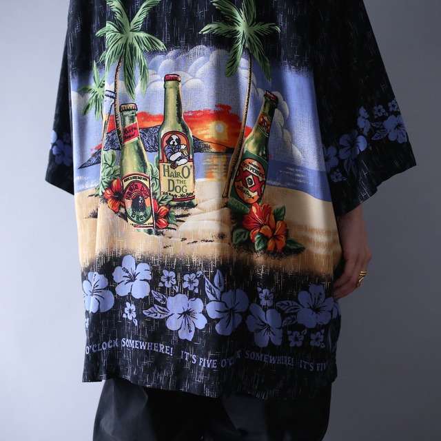 "BIG DOGS" XXX super over silhouette unique botanical pattern h/s shirt