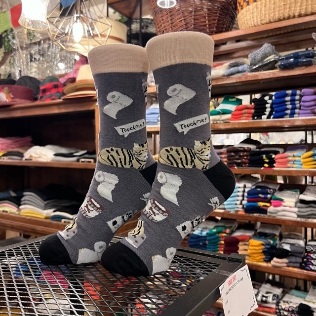 TOPANGA SOCKS Lady's　日常キャットのアシンメトリーソックス