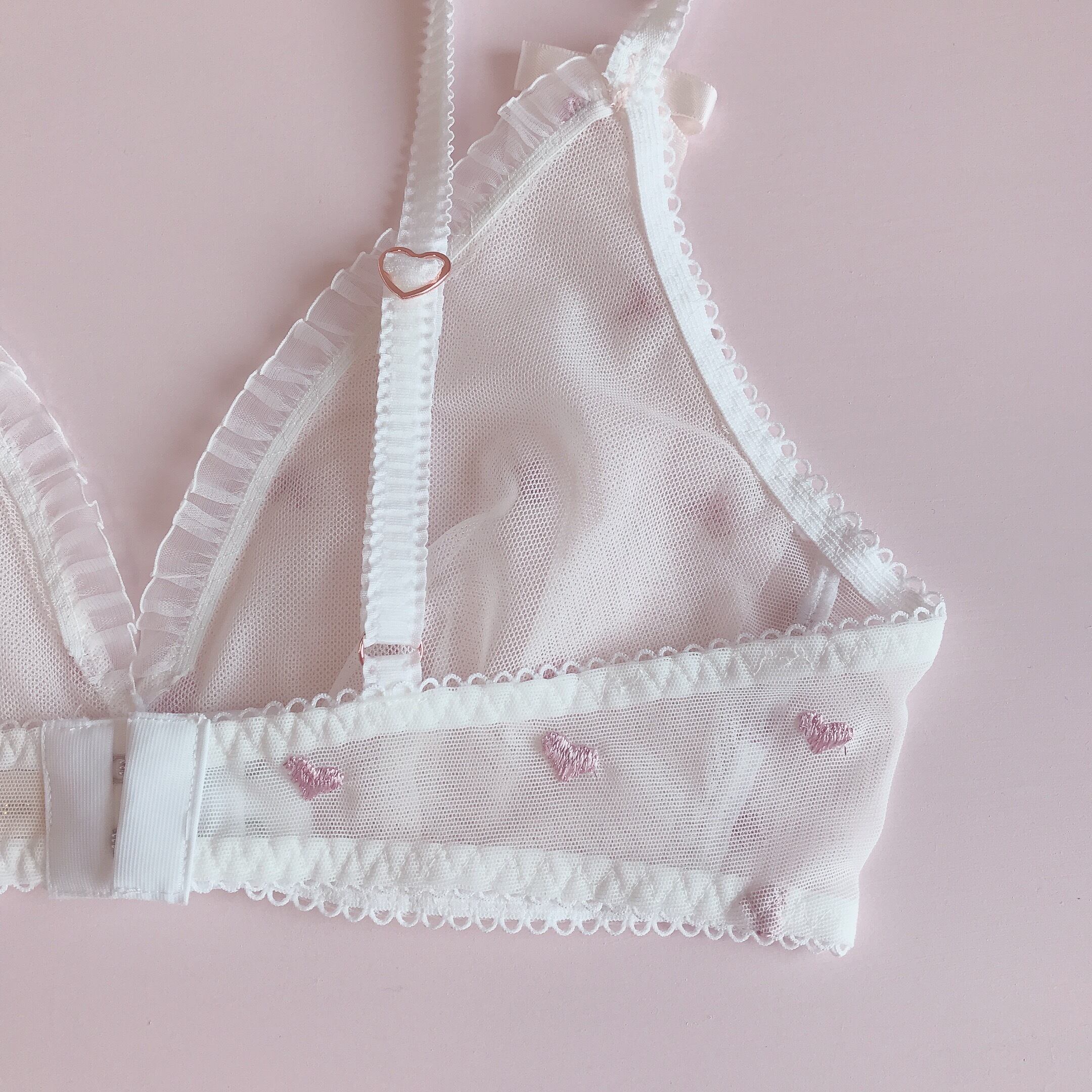 pink hearts bralette(baby pink)