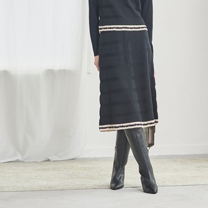 DiDi Guranjie  ヘリンボーンミラノ 配色スカート（ブラック）