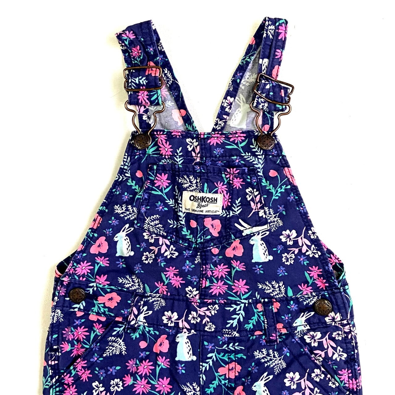 kids】オシュコシュ うさぎ 花柄 総柄 オーバーオール キッズ24ヵ月 90