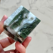 モスアゲートキューブ2*天然石スクエア*天然石インテリア*置き物