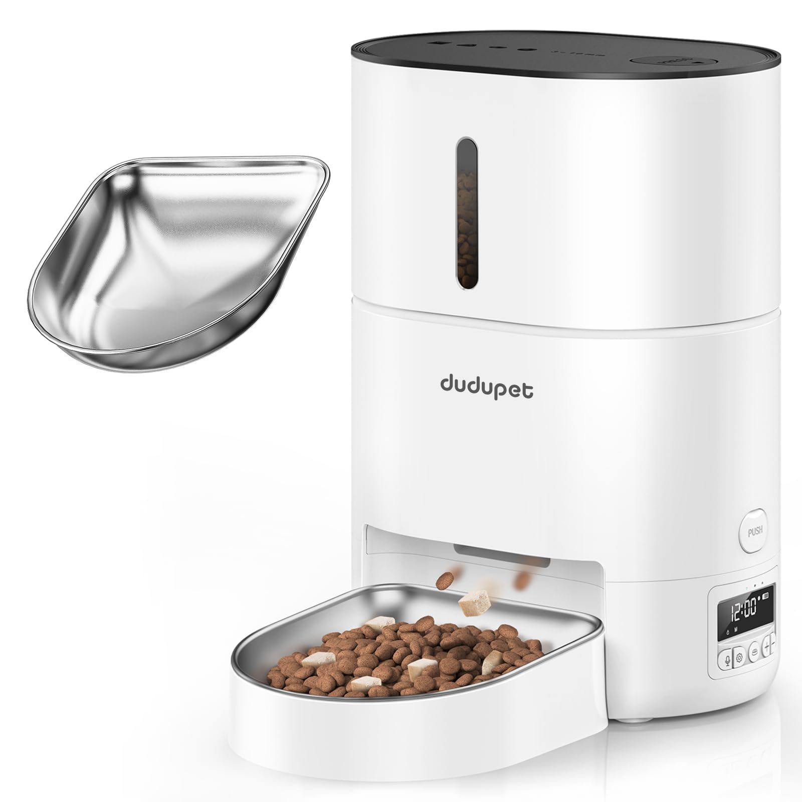 ROJECO タイマー式 自動給餌器 猫 餌詰まり防止 透明タンク 多頭