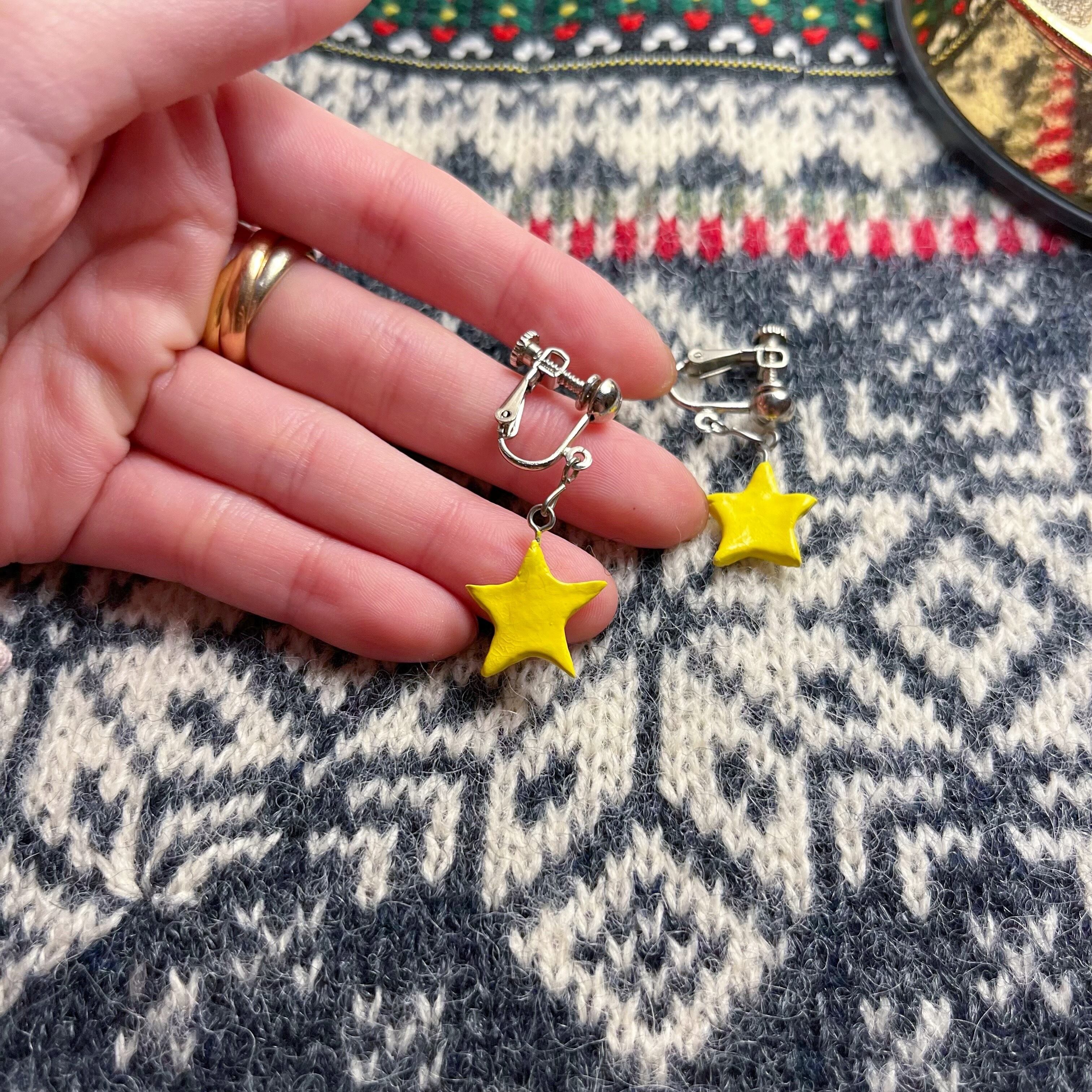 yellow paint star earring