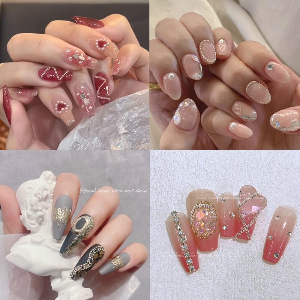 Chisafly ネイル チェーン ボール 極細 シルバー 3種類 150cm ネイル