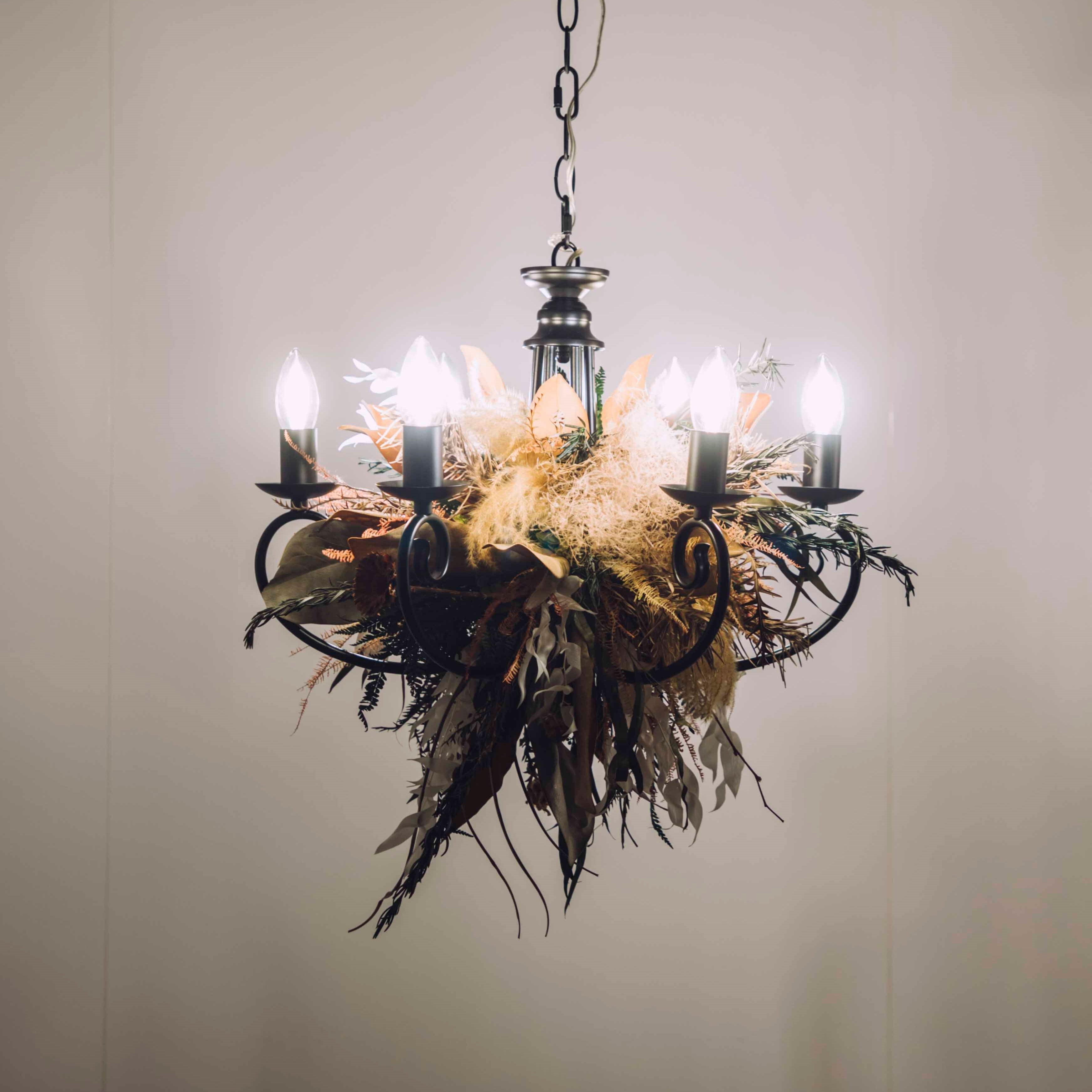 中型6灯 / ナチュラル / 品番 s6_25 / 照明・ドライフラワー