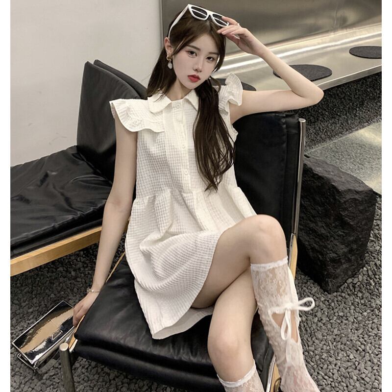 スタイルスカート サマーカラードレス ホワイトショート 大人ガーリー スウィート キュート カジュアル 夏物 ガールズファッション79116503078