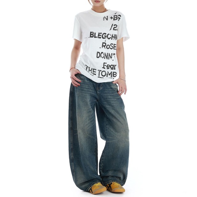 ランダムレタリンググラフィックTシャツ 2col   R02507