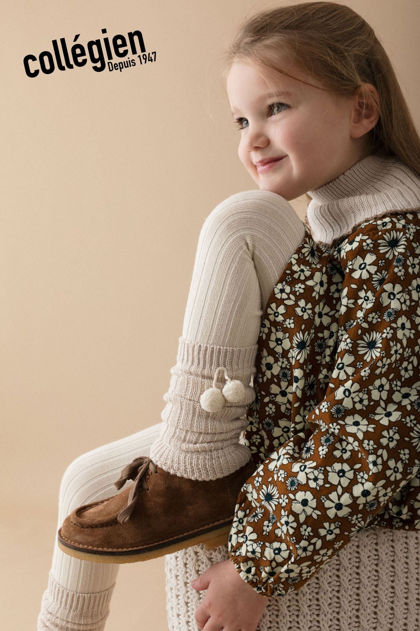 AW25【collegien(コレジアン) Eleonore -Ribbed Merino Wool Leg Warmers with pompoms-】