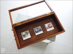 コレクションケース60N 無垢 ガラスケース ショーケース オールドチーク総無垢 レトロ調 真鍮ハンドル 硝子ケース 什器