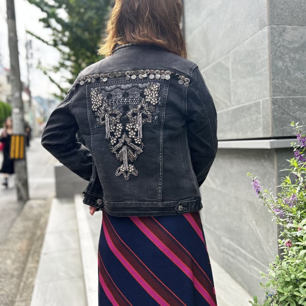 刺繍 デニムジャケット デザインGジャン【フランス インポート 刺繍 デニムジャケット デザインGジャン【フランス インポート