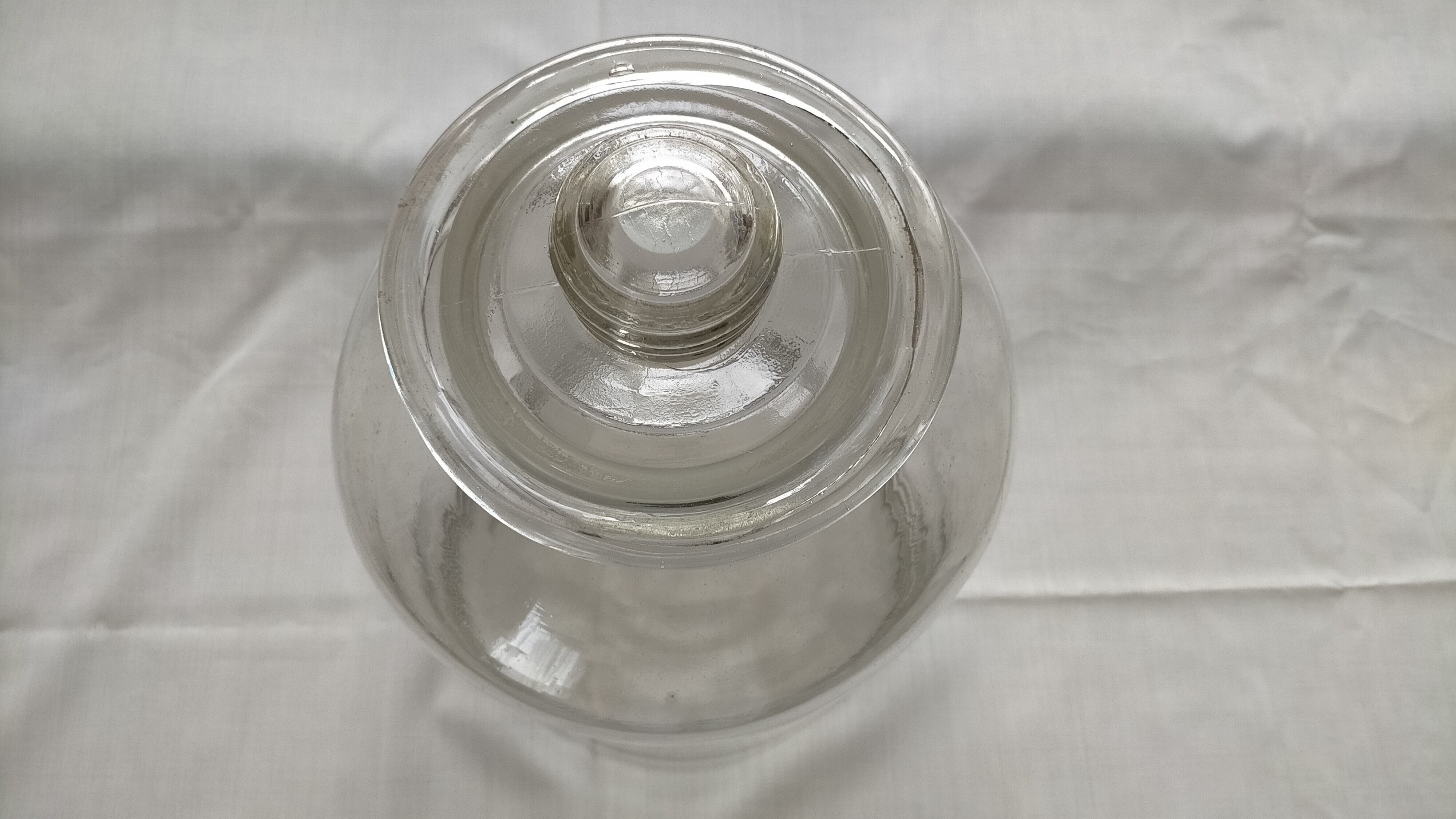 Sold Out】昭和レトロ☆モヤモヤ硝子の蓋付きガラス瓶(大) | Happy MAKANA