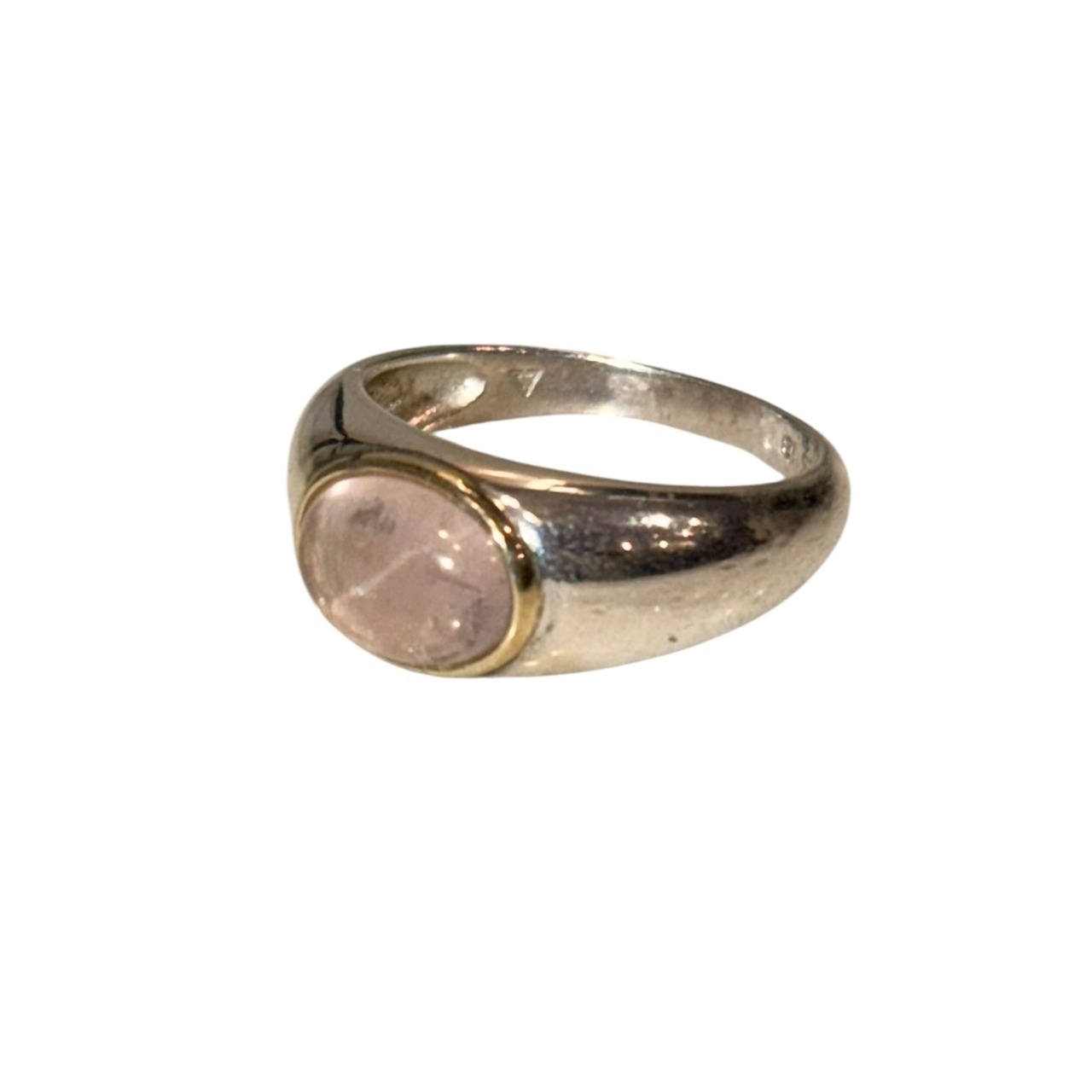vintage silver light pink stone ring