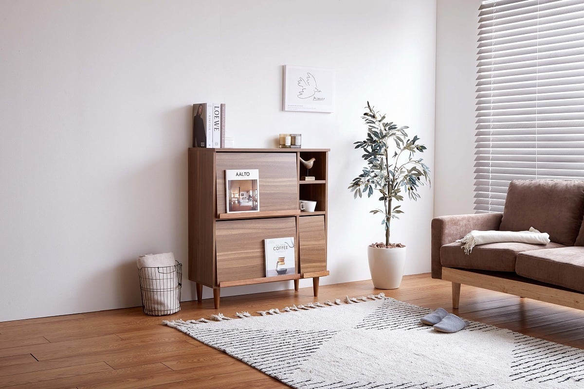 フラップ扉で生活感を隠しておしゃれに魅せるキャビネット | TKSKSHOP