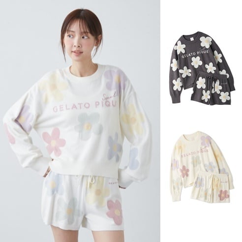 【gelato pique】韓国限定商品 スムース 花柄長袖&ショートパンツset