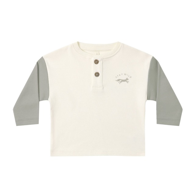 LONG SLEEVE HENLEY TEE  / LAUREL