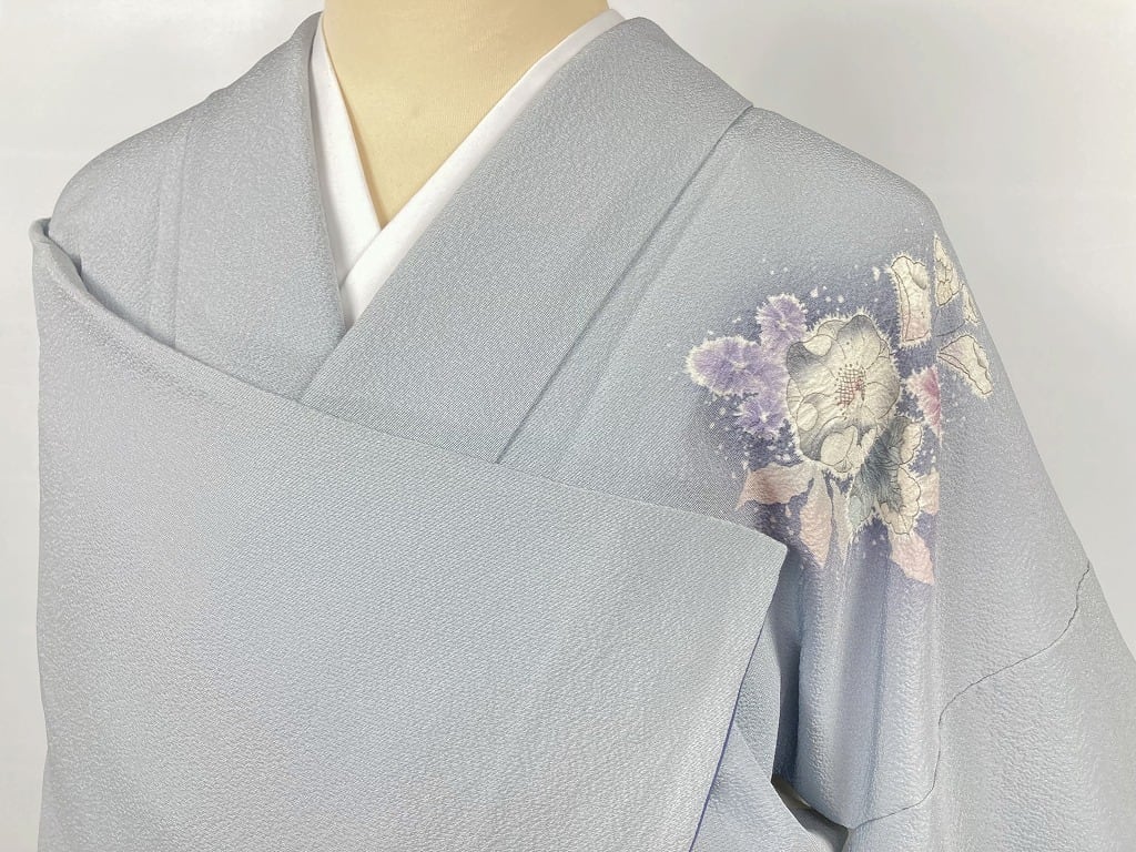 翠山工房 辻が花 絞り やまと誂製 訪問着 正絹 水色 紫 1087 | kimono ...