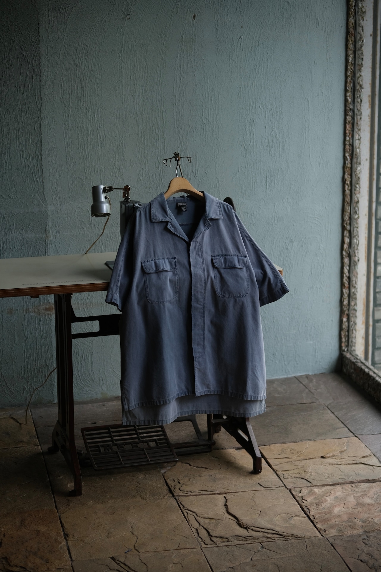 Utah/ "DIRECTIONS" open collar short sleeve cotton shirt