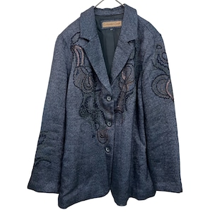 『 VINTAGE Coldwater Creek Flower design sequin embroidery tailoredjacket』USED 古着  ヴィンテージ フラワー スパンコール 刺繍  テーラード ジャケット