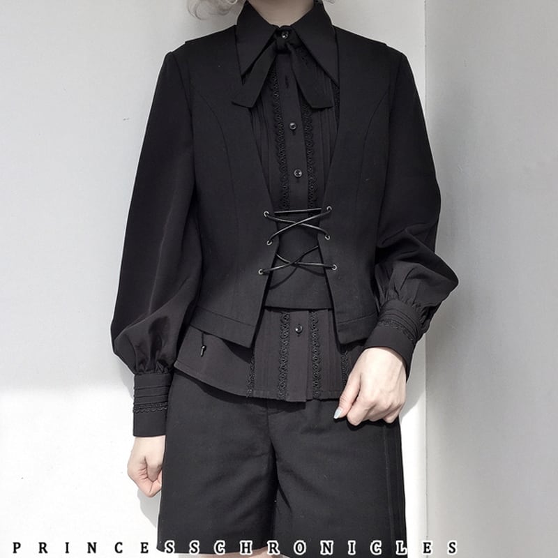 王子 皇子系 ロリータ ブラウス レース ネックリボン 麗人 コンカフェ 舞台衣装 ゴシック