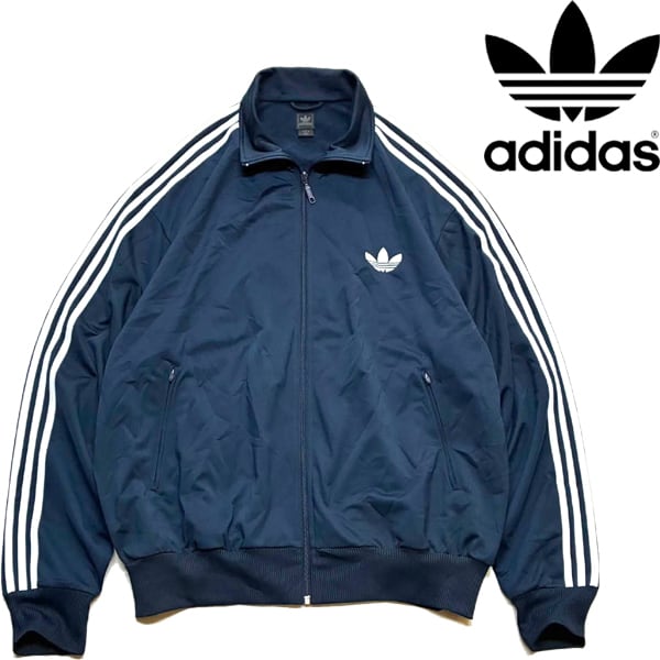 1点物◇アディダスadidasトラックジャケット紺ジャージ古着XXLメンズ
