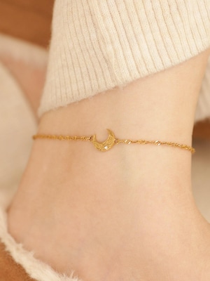 【 screw 】316L hawaiian zirconia moon anklet #a09