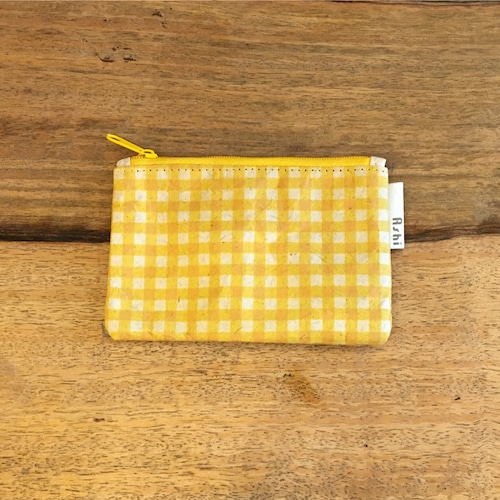 Ashi｜亜紙 Flat Pouch S＊Kroma Yellow 紙ポーチ クロマー カンボジア