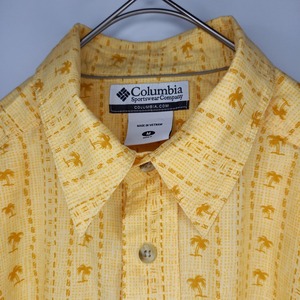 コロンビア　アロハシャツ　総柄　ヤシの木　ボックスシルエット　オレンジ　M