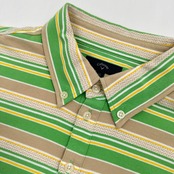 Callaway キャロウェイ マルチボーダー 半袖 ポロシャツ BD ボタンダウン サイズ LL/グリーン 系 メンズ スポーツ ゴルフ 大きいサイズ