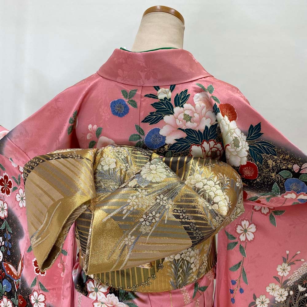 振袖セット 6点セット 帯 長襦袢 帯揚げ 帯締め 重ね襟 ピンク 辻が花 