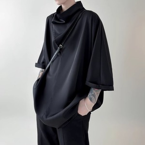 Asymmetrical High-Neck Ice Silk T-Shirt(MT1654)