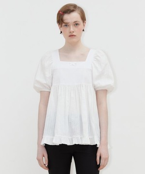 [SINOON] SQUARE-NECK PUFF BLOUSE (WHITE)