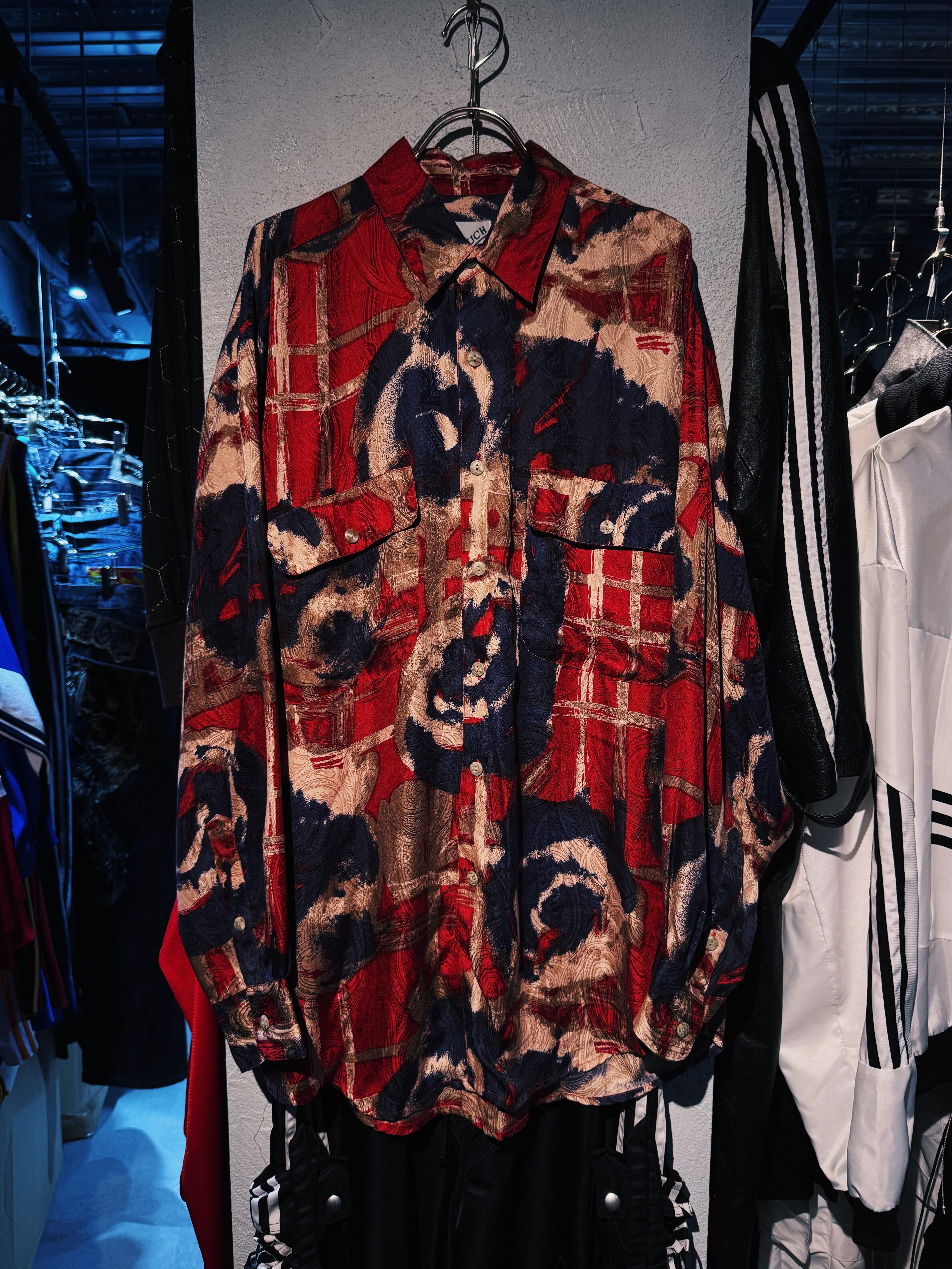 【D4C】"Dead stock"90's Art graphic pattern design silk shirt